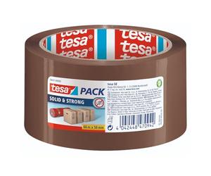 Tesa pack SOLID & STRONG, 66M x 50MM BROWN | Ruban adhésif d'emballage résistant en film PP - Résistant vieillissement, UV et variations de température -Silencieux