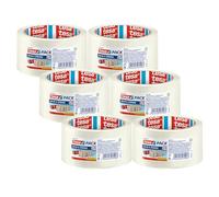 Tesa Pack Solid & Strong Ruban Adhésif pour Emballage de Cartons - Silencieux, Support en Polypropylène Robuste - Transparent - 66 m x 50 mm - Lot de 6