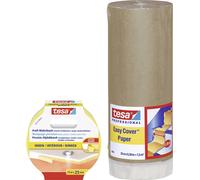 tesa Papier de masquage tesa® Easy Cover marron clair, jaune avec ruban adhésif PRECISION INDOOR 25 m x 25 mm, inscriptible, très