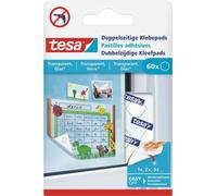 tesa pastilles adhésives transparentes double face hexagonales (60 pièces)