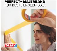Tesa Perfect+ Ruban de Masquage pour Peintre en Papier Washi Fin pour un Masquage Précis pendant les Travaux de Peinture - Pour Usage Intérieur - 2x 50 m x 30 mm Jaune