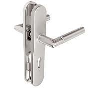 tesa poignée électronique Code Handle avec clavier numérique pour portes intérieures, plaque longue avec trou de clé 72 mm, droite, chrome mat