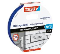 tesa Powerbond Adhésif Double Face de Fixation Pour Brique et Pierre 10 kg/Mètre* - Ruban Adhésif de Fixation Murale pour Intérieur et Extérieur - 5 m x 19 mm