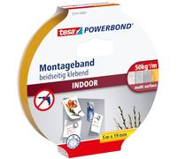 tesa Powerbond INDOOR Ruban de montage double face - 5 m | Ruban adhésif de montage double face - Très adhérent des deux côtés - Pour une fixation permanente en intérieur sans perçage