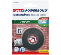 tesa Powerbond OUTDOOR Ruban de montage double face - 1,5 m x 19 mm | Ruban adhésif puissant de montage double face - Résiste à l'eau et aux UV - Pour une utilisation en extérieur