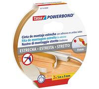 Tesa Powerbond - Pack de 2 bandes adhésives double face étroites (5 m x 9 mm)