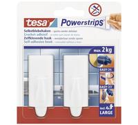 tesa Powerstrips 2 crochets modernes rectangulaires blanc+ 4 Languettes LARGE