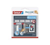 Tesa Powerstrips CLICK Lot de 4 crochets adhésifs pour accrocher des cadres et des décorations murales sans perçage - Bandes autocollantes avec système de fixation et de déverrouillage ON et OFF -