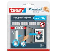 tesa Pastilles adhésives Powerstrips CLICK - Sans percer, Clip/déclip, ON/OFF, Large, 4 x 2 Pièces