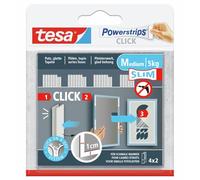 Tesa Powerstrips CLICK Slim - Pastilles adhesves pour accrocher et decrocher cadres photo et decorations murales sans percer - Bandes autocollantes avec systeme Click ON/OFF - 4 x 2 pieces