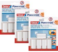 tesa Powerstrips Clips pour câbles - Clip pour câbles autocollant - blanc - 3 x 5 clips pour câbles