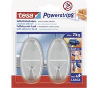 tesa Crochet Powerstrips 58050-00012-20 grand ovale chromé – 2 pièces
