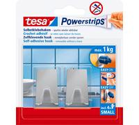 tesa Powerstrips Crochet SMALL métal rectangulaire 2 crochets et 4 strips