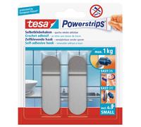 tesa Powerstrips Crochet SMALL métal semi-circulaire 2 crochets et 4 strips