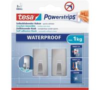 tesa Powerstrips Crochet WATERPROOF Petit métal rectangulaire 2 crochets + 2 bandes