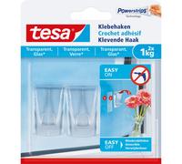 tesa Powerstrips Crochets adhésifs pour verre transparent 2 crochets + 4 strips