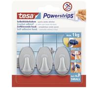 tesa – Crochet petit ovale – Powerstrip® 57519-00000-20 – chrome mat – 3 pièces