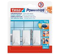 tesa Powerstrips Crochets Amovibles RECTANGULAIRES - Fixation Extra Forte - Crochet Adhésif pour Verre, Carrelage, Bois, Plastique et autres Surfaces - Étanche - Blanc - Tenue jusqu'à 1 kg 570720000000