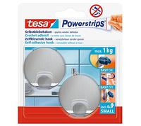 Tesa Powerstrips Crochets Amovibles ROND - Fixation Extra Forte - Crochet Adhésif pour Verre, Carrelage, Bois, Plastique et autres Surfaces - Étanche - métal - Tenue jusqu'à 1 kg 570440000000 Small
