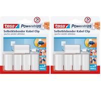 tesa Powerstrips Crochets de Fixation Auto-Adhésifs Pour Câbles - Pour un Montage Sans Perçage et le Rangement de Câbles jusqu'à 8 mm de Diamètre - Repositionnables - Sans Traces (Lot de 2)