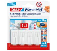 Tesa Powerstrips Crochets de Fixation Auto-Adhésifs SMALL Pour Rideaux et Store d'une Charge Jusqu'à 1 kg - Amovibles et Réutilisables - Pour toute la Maison