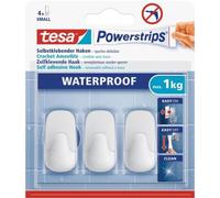 tesa Powerstrips Crochets WATERPROOF Small Plastik weiß 3 Crochets + 4 Strips
