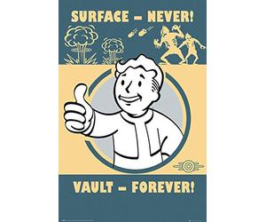 Tesa Powerstrips® Fallout 4 Vault Forever Poster de jeu vidéo avec impression 61 x 91,5 cm + 1 paquet de 20 bandes adhésives