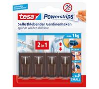 TESA Powerstrips Fixation vario pour rideaux 4 Crochets et 6 Strips Marron