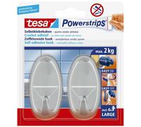 tesa Powerstrips Haken LARGE Oval chrom 2 Haken
