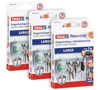 tesa Powerstrips Languettes Amovibles LARGE - Fixation Extra Forte - Languettes Adhésives pour Surfaces Lisses - Soutient un Poids maximum de 2.0 kg - 3 paquets de 10 languettes