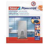 tesa Powerstrips LARGE Crochets Métalliques de Fixation Auto-Adhésifs - Charge Jusqu'à 2 kg - Repositionnables, Forme rectangulaire - Pour toute la Maison