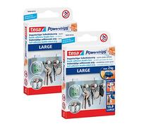 tesa Powerstrips Large Lot de 2 bandes adhésives double face pour le montage d'objets sur des surfaces lisses