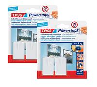 tesa Powerstrips Lot de 4 crochets/clous d'image, autocollants, blancs