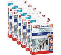 tesa Powerstrips Lot de 6 bandes adhésives double face pour montage d'objets sur surfaces lisses Capacité de maintien jusqu'à 2 kg
