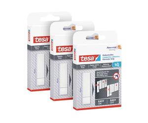 tesa Powerstrips Papier peint et enduit - 1 kg - 3 x 6 bandes double face | Bandes adhésives pour papier peint et plâtre - Bandes de rechange pour clou adhésif tesa - Force d'adhérence : 1 kg/bande