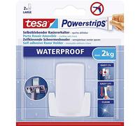 Tesa Powerstrips Porte Rasoir - Waterproof - Support de Rasoir Amovible en PLASTIQUE pour la Douche - Peut supporter jusqu'à 2 kg