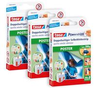 Tesa Powerstrips POSTER 3 Lots de Bandes adhésives Double-Face pour Posters - Auto-adhésif et Réutilisable - Adhérence Jusqu'à 200 g - 20 Powerstrips par Lot