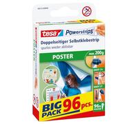 tesa Powerstrips POSTER BIG PACK Bandes adhésives Double-Face pour Posters - Auto-adhésif et Réutilisable - Adhérence Jusqu'à 200 g - 96 Powerstrips par Lot