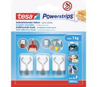 tesa Powerstrips Small Crochet adhésif 3 pièces blanc, acier inoxydable