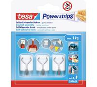 tesa Powerstrips Small Crochet adhésif 3 pièces blanc, acier inoxydable