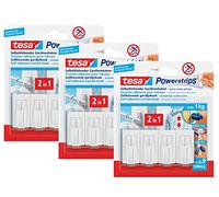 tesa Powerstrips Vario Lot de 3 crochets de rideaux auto-adhésifs amovibles et réutilisables, jusqu'à 1 kg de charge (12 crochets, blanc)