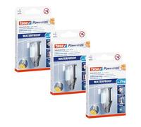 Tesa Powerstrips Waterproof LARGE Languettes Auto-Adhésives de Fixation - Lot de 3 - Charge Jusqu'à 2 kg - Repositionnables - Conçu pour les Zones Humides - Cuisine, Salle de Bains - 3 x 6 Languettes