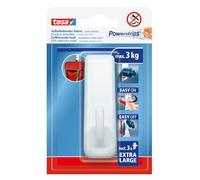 tesa Powerstrips XL Crochet adhésif carré - x1-3 Powerstrips XL - Blanc | Crochet mural rectangulaire adhésif à fixation XXL - Installation sans perçage - Salle de bains & cuisine - Réutilisable