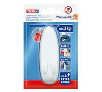 tesa Powerstrips XL Crochet adhésif ovale - x1-3 Powerstrips XL - Blanc | Crochet mural ovale adhésif à fixation ultra-résistante - Installation sans perçage - Salle de bains & cuisine - Réutilisable