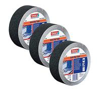 tesa Professional Ruban Antidérapant - 3 Rouleaux - 15 m x 50 mm - Noir | Ruban adhésif antidérapant intérieur/extérieur - Excellente adhérence sur escaliers, échelles et sols glissants