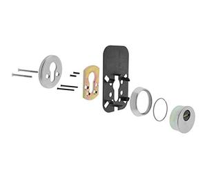 TESA R100B5SCC Serrure de sécurité monopoint, finition laitonnée, sans cylindre, 4 pênes, demi-tour réversible