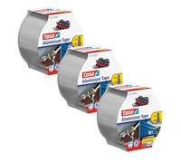 tesa® Ruban Adhésif Aluminium - Lot de 3 - Bande Auto Adhésive en Aluminium pour la Réparation et l'Isolation de Surfaces Métalliques - Résistante Haute Température, Imperméable - 3x 10 m x 50 mm