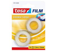 Tesa Ruban adhésif double face Tesafilm 7,5 m x 12 mm | Ruban adhésif double face transparent - Pour fixer discrètement photos, papier et cartons légers - Facile à dérouler