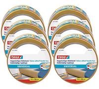 tesa Ruban Adhésif Double Face Universel - Ruban Adhésif Polyvalent pour la Fixation de Tapis, pour les Travaux Manuels et la Décoration Intérieure - Lot de 6 rouleaux 10 m x 50 mm