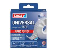 tesa Ruban adhésif double face universel - Transparent - Facile à enlever et réutilisable - Résistant aux intempéries - Pour l'intérieur et l'extérieur - 1 rouleau - 3 m x 30 mm